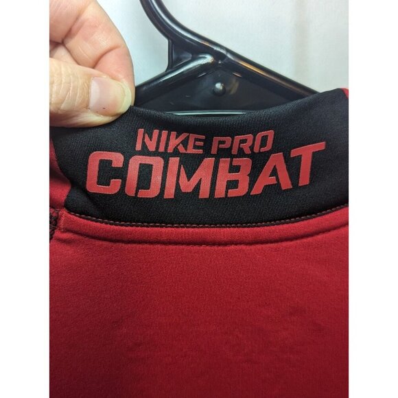 NIKE PRO COMBAT HYPERWARM LONG SLEEVE SHIRT RED BLACK FITTED MENS Size SMALL - Picture 13 of 13